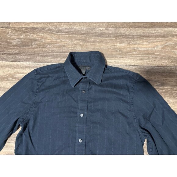 EXPRESS DESING STUDIO MODERN FIT MENS SHIRT LONG SLEEVE NAVY BLUE MEDIUM15-151/2 - Picture 3 of 8
